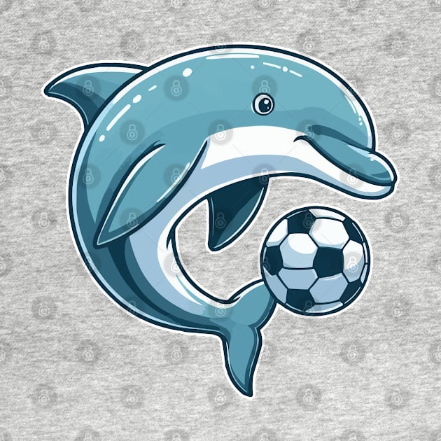 dolphin cartoon as a soccer player by fikriamrullah